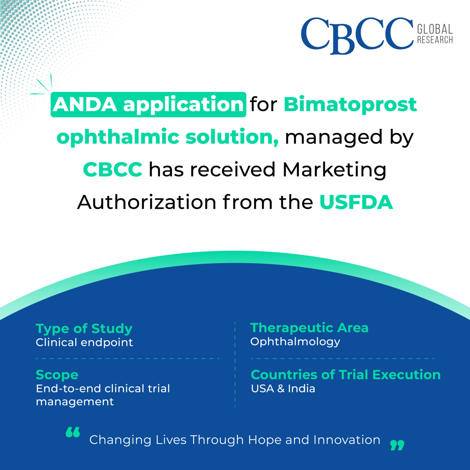 ANDA application for Bimatoprost ophthalmic solution received Marketing Authorization from the USFDA!