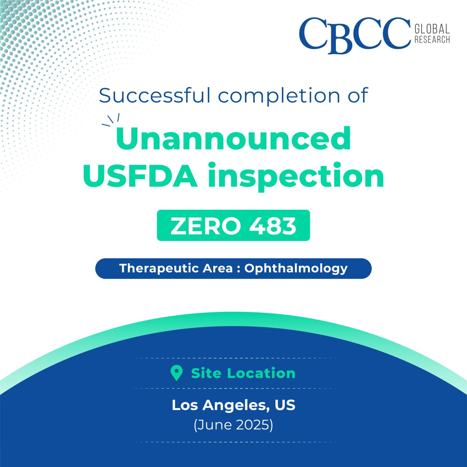 Successful completion of an unannounced USFDA inspection