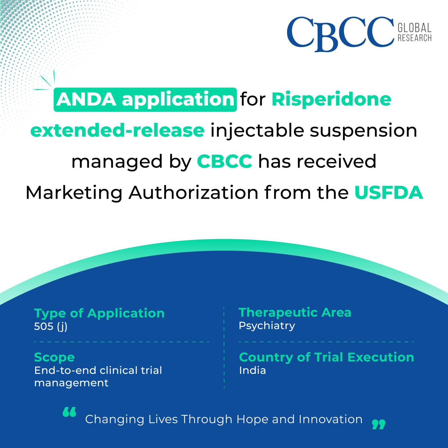 ANDA application for Risperidone extended-release injectable suspension has received Marketing Authorization from the USFDA!